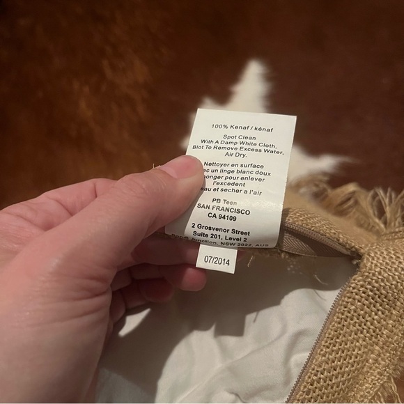 Pottery Barn Teen Junk Gypsy Y’all Burlap Throw Pillow Western Boho Fringe - Picture 3 of 5